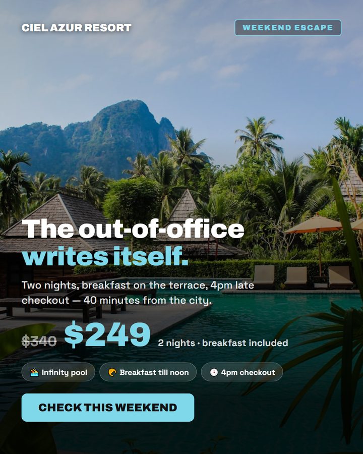 Hotel resort ad creative